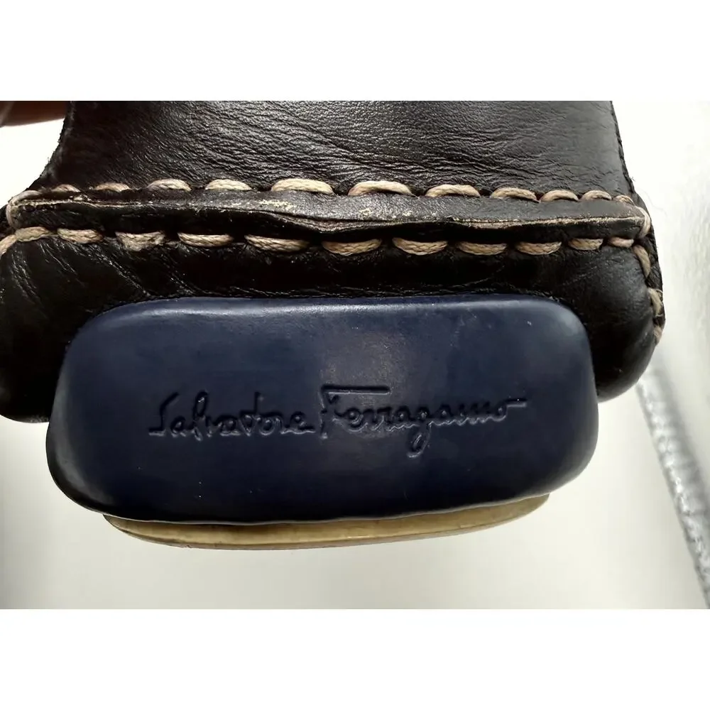 Salvatore Ferragamo Men's leather Loafer Dark Brown Size  9 1/2